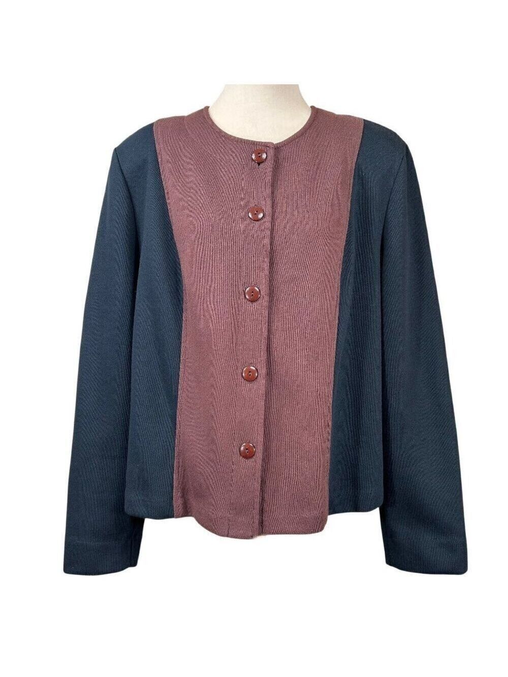 Weekenders Brown Black Knit Button-Up Long Sleeve Cardigan Jacket Size XL